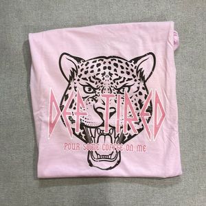 Brand New, Never Worn. Pink T-Shirt, Deff Tired Leopard Print Shirt, Size M